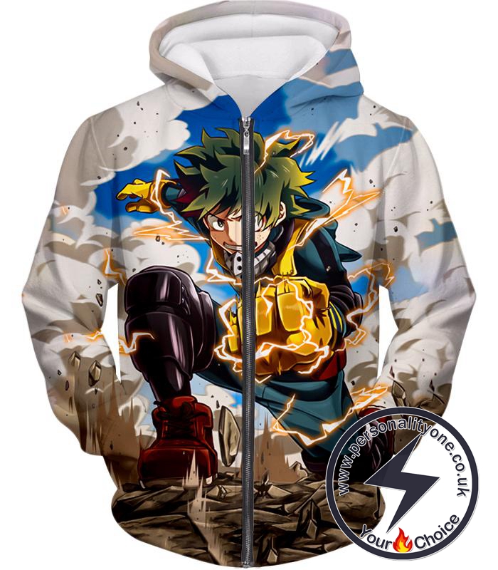 My Hero Academia Izuki Midoriya Plus Ultra Awesome One for All Action Promo Zip Up Hoodie